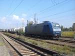 145-CL 204 der Crossrail mit einem Gterzug im Bahnhof Lutherstadt Wittenberg am 7.9.14