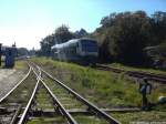 PRESS 650 032-4 als PRE 81278 mit ziel Bergen auf Rgen bei der Ausfahrt aus Putbus am 2.10.13