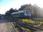 PRESS 650 032-4 als PRE 81272 mit ziel Bergen auf Rgen bei der Ausfahrt aus Putbus am 2.10.13