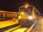 PRESS 650 032-4 steht als PRE 81249 mit ziel Bergen auf rügen im Bahnhof Putbus am 17.1.14