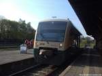 PRESS 650 032-4 mit Ziel Bergen auf Rgen im Bahnhof Putbus am 30.4.14