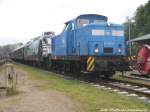 PRESS 346 001, 145 023 und der Rest des berfhrungszuges in Putbus am 31.5.15