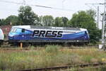 145 030 abgestellt im Bahnhof Stendal Hbf am 25.7.21