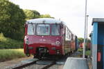 772 140 und 772 141 abgestellt im Bahnhof Putbus am 28.7.21