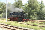 86 1744 bei Rangierfahrten im Bahnhof Bergen auf Rgen am 30.7.21