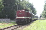 114 703 (203 230) und 86 1744 unterwegs nach Bergen auf Rgen bei der Durchfahrt am ehemaligen DDR Haltepunkt Pastitz am 31.7.21