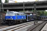 EGP 218 201-2 fuhr mit einen leeren autozug durch hh-harburg,09.08.19