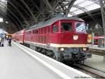 132 334 der EBS steht als RE17 mit ziel Karsdorf über Naumburg (Saale) Hbf im Leipziger Hbf zur Abfahrt am 20.8.16 bereit.