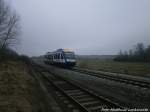 HEX Triebwagen mit ziel Halle (Saale) Hbf kurz vor Halle-Trotha am 13.3.15