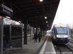 HEX VT 873 mit ziel Halle (Saale) Hbf im Bahnhof Bernburg am 28.11.15