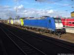 Abgestellte 185er von itl und captrain und eine ex connex lok im Bahnhof Angermnde 16.2.14