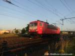 155 078 der LEG beim einfahren in den Bahnhof Delitzsch unt Bf am 4.9.15