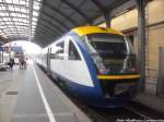 MRB VT 614 mit ziel Eilenburg im Bahnhof Halle (Saale) Hbf am 7.9.14