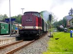 112 703 (203 230) am Zugschluss beim verlassen des Putbusser Bahnhofs in Richtung Lauterbach Mole am 22.5.16