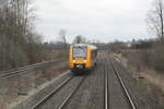 Blick aus der 218 105 auf den 1648 207/707 der Oberpfalz mit ziel Marktredwitz zwischen Marktredwitz und Weiden (Oberpfalz) am 23.3.21