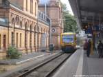 ODEG VT 650.92 mit ziel Rehna beim einfahren in den Bahnhof Schwerin Hbf am 13.7.14