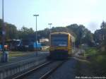 ODEG VT 650.74 im Auftrag der PRESS mit ziel Lauterbach Mole beim verlassen des Bahnhofs Putbus am 5.9.14