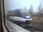 OLA VT 0006 mit ziel Ueckermnde Stadthafen bei der Einfahrt in den Bahnhof Strasburg (Uckerm) am 14.12.13