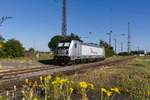 187 071 von RheinCargo abgestellt im Bahnhof Grokorbetha am 28.6.19