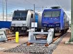 Rpool 185 694 & SRI 145 087 abgestellt bei der Lokservicestelle Hafen West am 04.05.2019 in Hamburg-Altenwerder