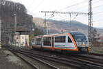 642 339/839 vom Trilex als TL 6604 von Liberec kommend bei der Einfahrt in den Endbahnhof Decin hl.n. am 13.3.24