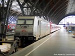 185 418 mit dem Mller-Tanzzug abgestellt im Leipziger Hbf am 4.6.16