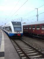 UBB GTW 2/6er mit ziel Swinemnde Centrum (PL) bei der Ausfahrt aus Stralsund Hbf am 12.10.13