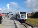 UBB GTW 2/6 mit ziel Swinemnde Centrum im Bahnhof Zssow am 15.7.14