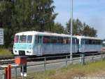 Erdgas-Ferkeltaxe 772 201-0 und 972 201-8 im Bahnhof Zinnowitz am 25.7.14