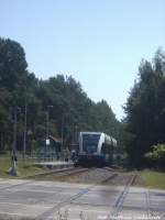 UBB GTW 2/6 mit ziel Peenemnde im Bahnhof Karlshagen am 26.7.14