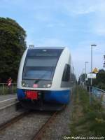 UBB GTW 2/6 mit ziel Zssow im Bahnhof Zempin am 28.7.14