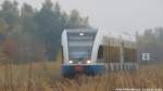 UBB GTW 2/6 bei der Einfahrt in den Bahnhof Barth am 5.11.15