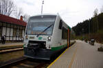 VT 155 der Vogtlandbahn im Bahnhof Kraslice am 9.4.24