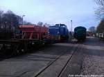 RBB 251 901 & Schotterwagen im Kleinbahn BW Putbus am 21.4.13