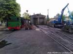 RBB Mh 52 / 99 1781 & aufgebockte 99 4801 im Kleinbahn BW Putbus am 26.5.13