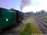 RBB 99 4011 mit 251 901 als Schlusslicht und Schublok unterwegs nach Lauterbach Mole bei der Ausfahrt aus Putbus am 29.5.13