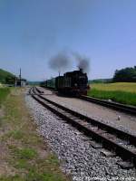 RBB 99 4011 bei der Durchfahrt am Haltepunkt Seelvitz am 30.5.13