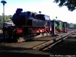 RBB 99 4801 (Aufgebockt) / Mh 53 & 99 4011 im Kleinbahn BW Putbus am 22.6.13