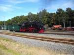 RBb 99 1781 bei der Ausfahrt aus Putbus nach Lauterbach Mole am 27.8.13