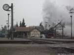 RBB 99 4802 bei der Ausfahrt aus Putbus am 2.1.14