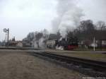 RBB 99 4802 bei der Ausfahrt aus Putbus am 2.1.14