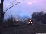 RüBB 99 1782 mit ziel Ostseebad Göhren bei der Ausfahrt aus Putbus am 5.1.14