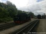 RBB 99 4652 ist fr Fhrerstandsmitfahrtem im Putbusser Bahnhof unterwegs am 30.5.15