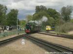 RBB Mh52 mit dem Traditionszug beim einfahren in den Bahnhof Putbus am 30.5.15