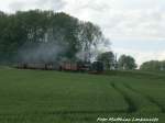 RBB 99 4633 mit dem Fotozug unterwegs nach Seelvitz kurz vor dem Haltepunkt Beuchow am 30.5.15