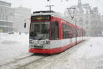 Wagen 638 verlsst die Haltestelle Marktplatz am 8.2.21