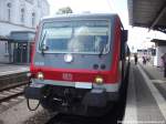 928 656 als RE6 mit ziel ckermnde Stadthafen im Bahnhof Gstrow am 15.7.14