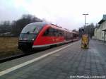 BR 642 als RE8 mit Ziel Tessin bei der Ausfahrt aus Bad Doberan am 13.4.13