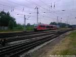 642 185/685 als RE8 mit ziel Tessin bei der Ausfahrt aus Rostock Hbf am 22.6.13