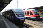 VT 643 312 der NordWestBahn als RB85 mit ziel Paderborn Hbf und 648 769/269 als RB86 mit ziel Einbeck-Mitte im Bahnhof Gttingen am 8.5.20